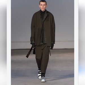 Damir Doma Utility Wrap Jacket Fall 2017 Wool Cotton Blend Dark Brown Sz S